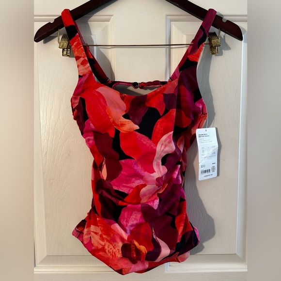 NWT ATHLETA Square Neck Tankini 32 B/C Liana Floral Mauve Swim Top #657740 $84 - Picture 7 of 14